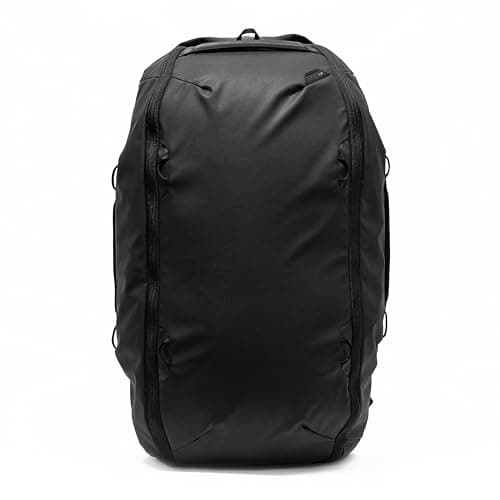 Image of Peak Design Travel Duffelpack 45-65L, Black, Weatherproof Duffel Backpack, Expandable Design, Extra-Long Zip Path, Stowable Straps, Fits Packing Cubes and Camera Cubes, Versatile Duffel Bag for Travel