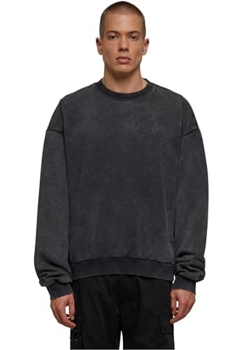 Image of Urban Classics Men's Acid Washed Crew Sweatshirt, Black,