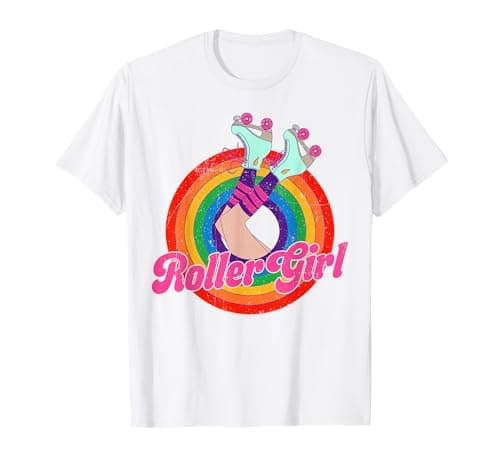 Image of Roller Girl Skating Retro Vintage 70s 80s Skates T-Shirt