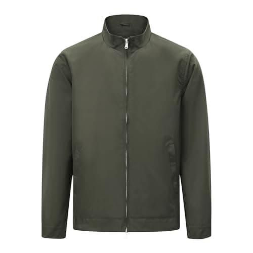Image of Allthemen Men's Lightweight Jacket Smart Casual Cargo Sports Windproof Autumn Coat Outdoor Full Zip Green XL