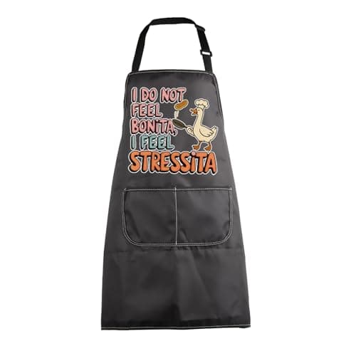 Image of MEIKIUP Funny Silly Goose I Do Not Feel Bonita I Feel Stressita Chef Apron with Pockets Mexican American Spanish Sarcastic Gift (Stressita Goose Apron-UK)