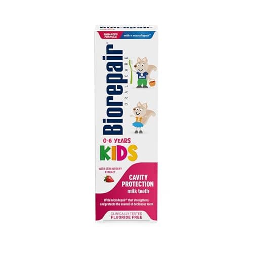 Image of BIOREPAIR Kids - Kids and Baby Toothpaste 0-6 Years, Protects the Enamel of Deciduous Teeth - Strawberry Fluoride Free Toothpaste, with Gentle and Fruity Tast - 50 ml, Made in Italy