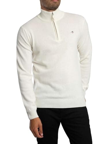 Image of GANT Superfine Lambswool Half Zip, Cream, L