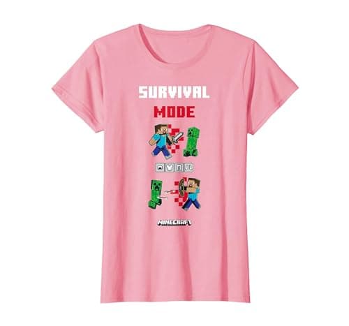Image of Minecraft Survival Mode Steve VS Creeper T-Shirt, Women, Pink, Medium