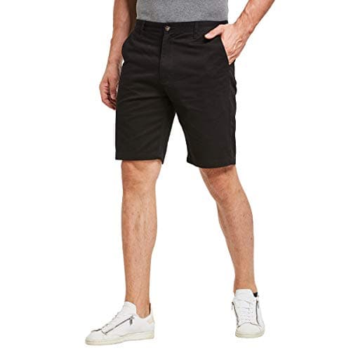 Image of JustSun Mens Casual Chino Shorts Classic Summer Work Shorts Black 32W