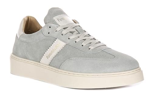Image of Pantofola d'Oro Argentario Men's Low Suede Logo Patch Snekers Trainers (Light Grey, UK 10.5)