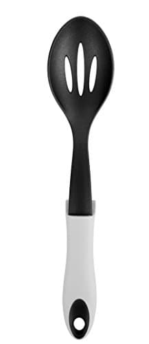 Image of Chef Aid Black Nylon Slotted Spoon with Rest and Grip Handle, Ideal for use with Non-stick Kitchenware