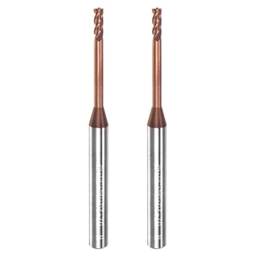 Image of sourcing map 2pcs Square Nose End Mill 4mm Shank 2mm x 20mm AlTiSin Coated Solid Carbide Long Reach Extended Neck 4 Flutes CNC Router Bit Milling Cutter for Stainless Steel Hardened Steel
