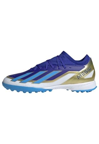 Image of adidas Unisex X Crazyfast Messi League Turf Boots, Lucid Blue/Blue Burst/Cloud White, 7 UK