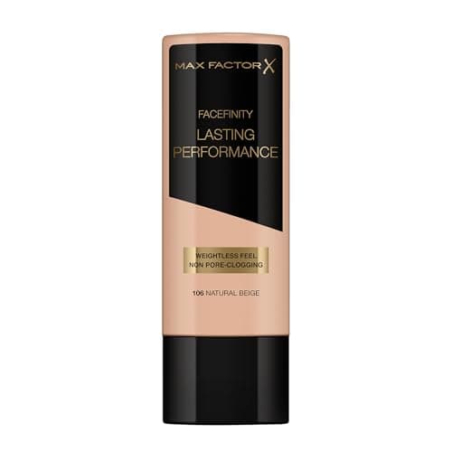 Image of Max Factor Lasting Performance Liquid Foundation, 106 Natural Beige, Full Coverage, Flawless and Radiant Finish, Lightweight Formula, Smudge Resistant, Non Pore-Clogging, Fragrance Free, 35ml