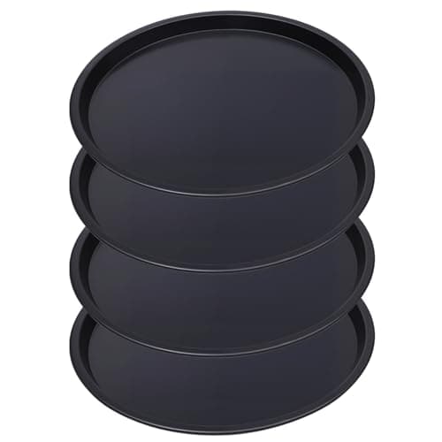 Image of MOUYAT 4 Pack 12 Inch Pizza Trays, Pizza Trays for Oven, Non-Stick Pizza Pan Set, Carbon Steel Round Pizza Plate for Home Kitchen Oven