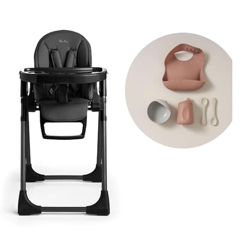 Image of Silver Cross - Gourmet Highchair with Mealtime Set - Baby Chair - Portable Highchair - Newborns to 3 Years - Black