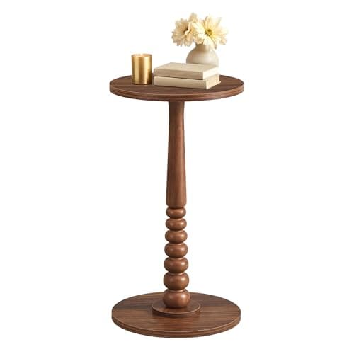 Image of VASAGLE MARIEL Collection - Round Side Table, Small Drink End Table for Small Spaces, Accent Nightstand, Solid Wood Leg, Mid-Century Modern, for Living Room Bedroom, Chestnut Walnut LET293KX01