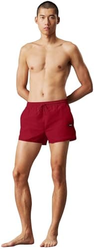 Image of Calvin Klein Men’s Runner Quick Dry Swim Shorts, Red (Quaint Berry), M