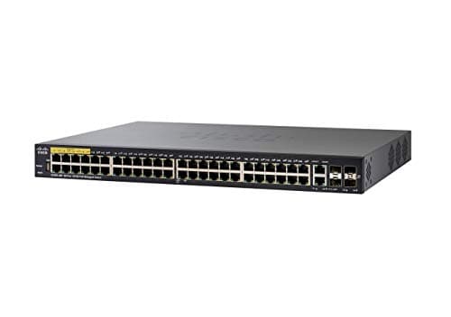 Image of Cisco SF350-48P Managed Switch, 48 10/100 Ports, 382W PoE, 4 Gigabit Ethernet (GbE) Combo SFP, Limited Lifetime Protection (SF350-48P-K9-UK)