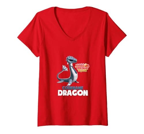 Image of Dragon Mania Legends Codename Dragon V-Neck T-Shirt, Women, Red, XXL
