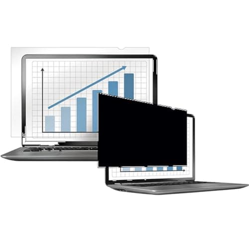 Image of Fellowes PrivaScreen Anti Glare Black Privacy Filter & Screen Protector For Laptop, 12.1" Inches 16:10 Widescreen - Easy Attach & Removal With Quick Reveal Tabs