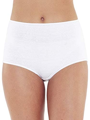 Image of Just Essentials Women's Ladies Multipack of 4 or 10 High Waist Full Briefs Cotton Plain Colours UK Seller - White 4 Pack - Size 16