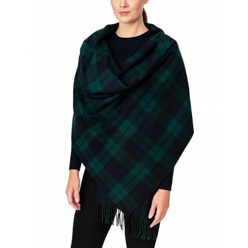 Image of BRAW CLANS TARTANS Lambswool Stole Extra Long Scarf for women - 100% pure wool - Oversized Wrap shawl - Scottish Tartan - Wedding, Mothers day gifts (Black Watch)