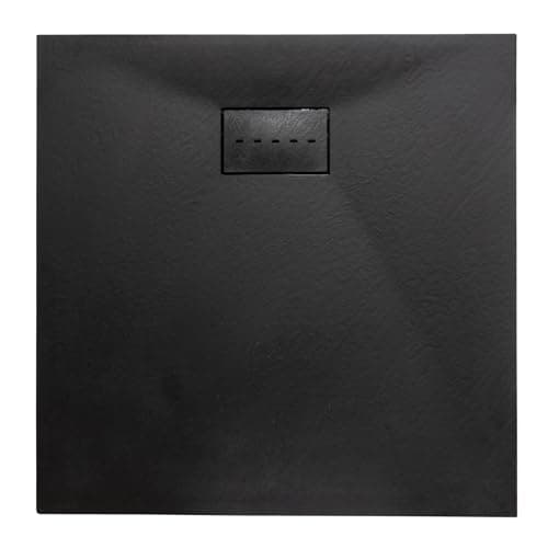 Image of Thermopanel SMC Black Shower Trays Base Slate Stone Effect Textured Non Slip with SMC Holes Cover - 900 x 900mm