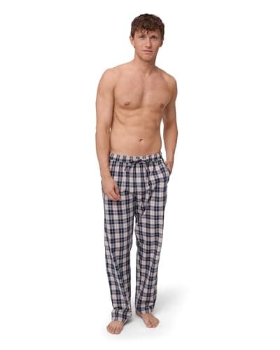 Image of DANISH ENDURANCE Pyjama Bottoms Mens, 100% Organic Cotton Lounge Pants Mens, Relaxed Fit with Pockets Camel Check XL