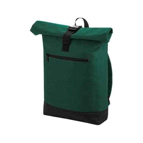 Image of BagBase Roll-Top Backpack – Bottle Green, Laptop Backpack Compatible Up to 15.6", Padded Laptop Compartment, Zippered Front Pocket, Comfortable Padded Straps & Back Panel, Made for Personalisation