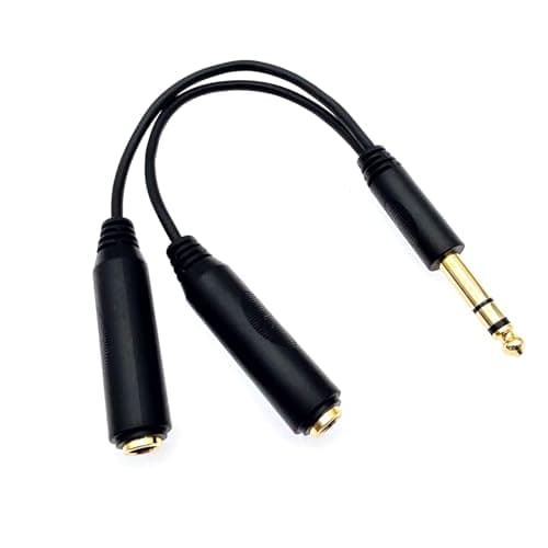Image of JZK 26CM 1/4 inch stereo jack Y splitter cable, Male to Dual 1/4" 6.35mm Jack, Double 6.35mm Jack Audio Splitter Cable, TRS stereo splitter Adapter Cable Converter for Headphone