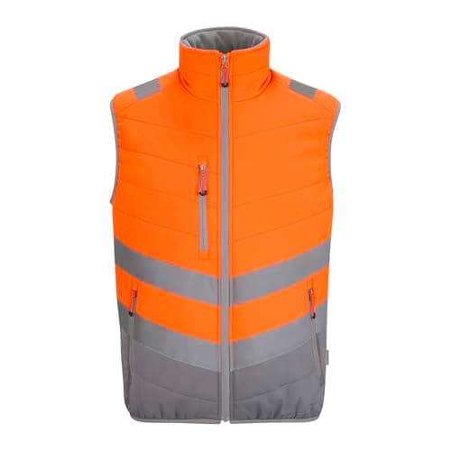Image of Regatta Professional Mens Thermal Baffle Bodywarmer Hi-Vis 2-Tone Gilet, Orange, XL UK