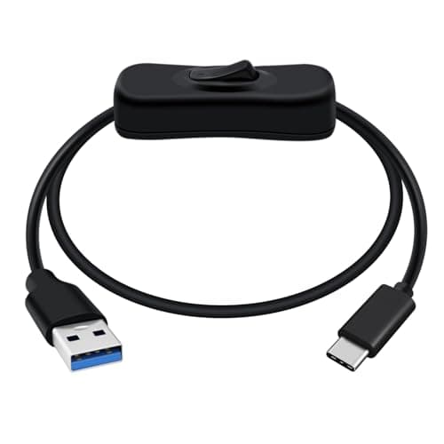 Image of HuaLiSiJi USB A 3.0 to USB C Cable with Switch USB C Data and Charging Cable for Fan, Camera, Cell Phone Type C (Black, 1 m)