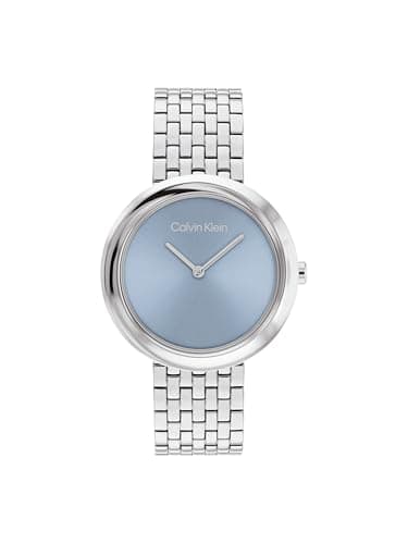 Image of Calvin Klein Two Hand Quartz Movement Watch for Women Twisted Bezel Collection with Silver Stainless Steel Bracelet - 25100065