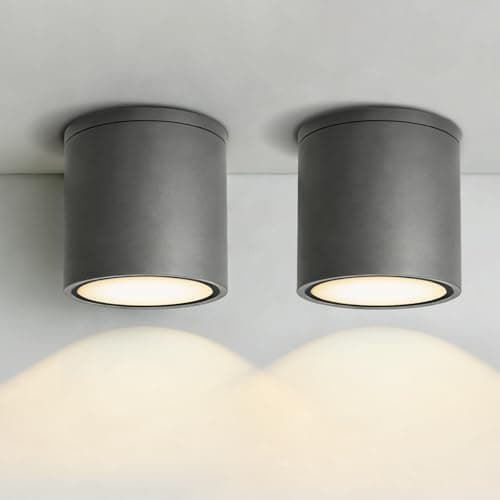 Image of EBION Ceiling Lights 2 Pack,IP54 Waterproof Surface Mounted Downlight,GU10 Ceiling Spot Lights, Aluminum Flush Ceiling Lighting Fixture for Bedroom,Living Room,Bathroom,Hallway,Office,Anthracite