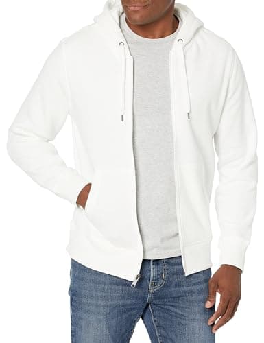 Image of Amazon Essentials Men's Full-Zip Fleece Hoodie (Available in Big & Tall), Bright White, XL