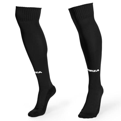 Image of FORZA Goalkeeper Knee-High Socks – Cushioned Sole & Reinforced Heel [XS - L/XL] (UK, Alpha, S, M, Regular, Regular, Black)