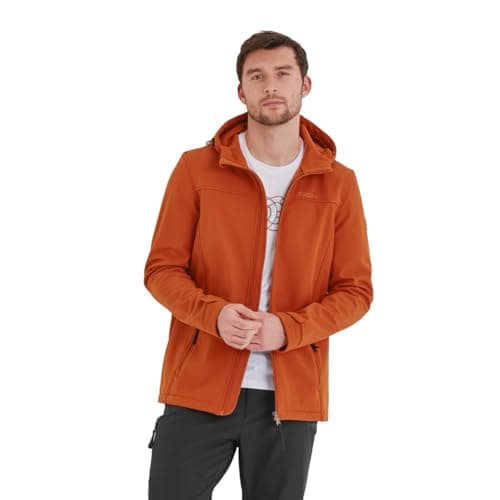 Image of TOG24 Feizor Men's Softshell Jacket Lightweight Fleece Lined Water Resistant Warm Jackets Rain Coat Windbreaker Hiking Jackets with Hood Burnt Orange 6XL