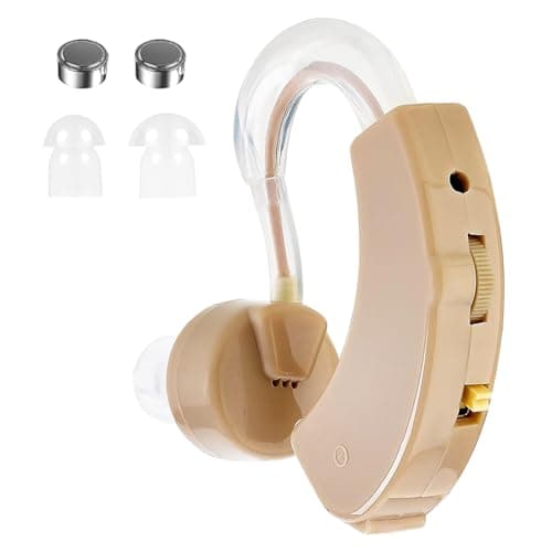 Image of Jesyooka Hearing Amplifier for Seniors & Adults, Behind-the-Ear Personal Sound Support Device with 6 Volume Levels, Noise Reduction for Clear Conversations & TV, Battery Powered, Includes Case