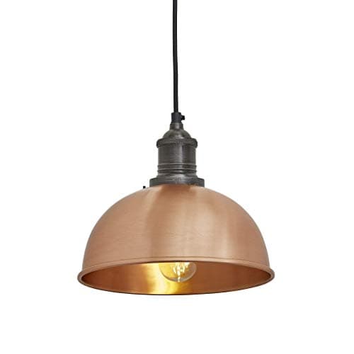 Image of Industville - Brooklyn Dome Pendant - 8 Inch - Ceiling Light - Light Shade - Copper/Black Colour - Copper/Brass Material - 22 CM X 20 CM X 20 CM