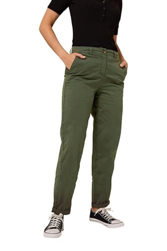 Image of Long Tall Sally - LTS Tall Green Cotton Straight Leg Chino Jeans - Women's