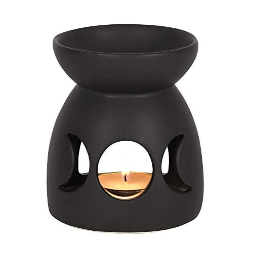 Image of JJA Wax Melt Burner, Black Triple Moon Cut Out Oil Burner Essential Oils and Wax Melts Warmer Tea Light Holder Fragrance the Home Aromatherapy Witchcraft
