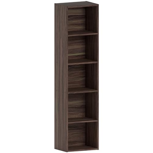 Image of Vida Designs Oxford 5 Tier Cube Bookcase, Walnut Wooden Shelving Display Storage Unit Office Living Room Furniture