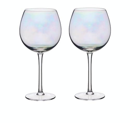 Image of BarCraft Rainbow-Pearl Iridescent Gin Glasses, Set of 2 Balloon Glasses, 500ml, Gift Boxed