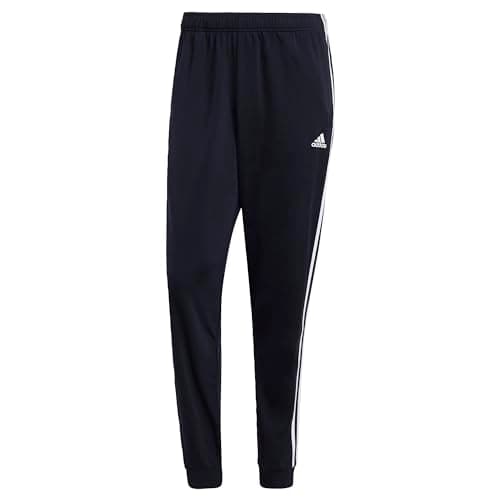 Image of adidas Men's Standard Essentials Warm-Up Slim Tapered 3-Stripes Tracksuit Bottoms, Legend Ink/White, Small