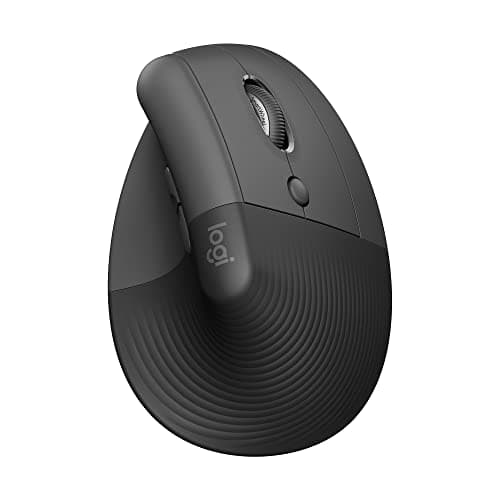 Image of Logitech Lift Vertical Ergonomic Mouse, Wireless, Bluetooth or Logi Bolt USB receiver, Quiet clicks, 4 buttons, compatible with Windows/macOS/iPadOS, Laptop, PC - Graphite