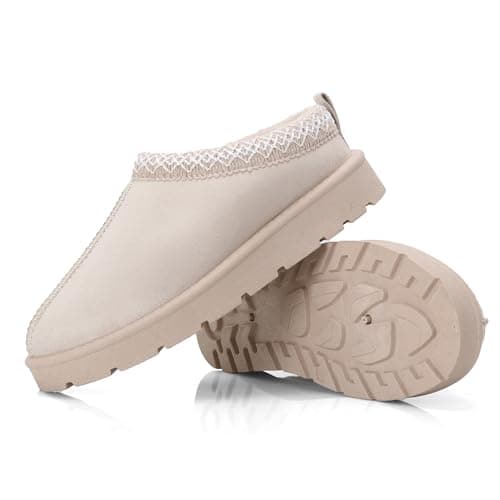 Image of Women's Warm Clog Slippers – Faux Suede House Shoes with Fleece Lining and Non-Slip Sole for Indoor & Outdoor Use (A-BEIGE, One Size, Adult, Women, 8, Numeric, UK Footwear Size System, Medium)