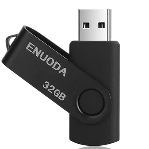 Image of ENUODA Memory Stick 32GB USB 2.0 Flash Drives Swivel Design Thumb Drive with LED Light for Data Storage (Black)