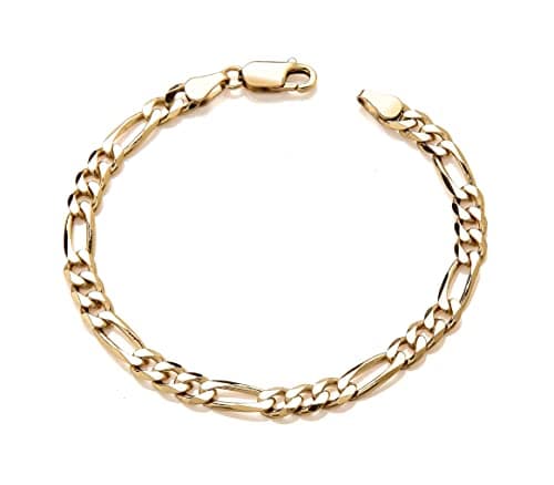 Image of Old English Jewellers 9ct Yellow Gold on Silver Ladies FIGARO Curb Bracelet - 7.5 inch