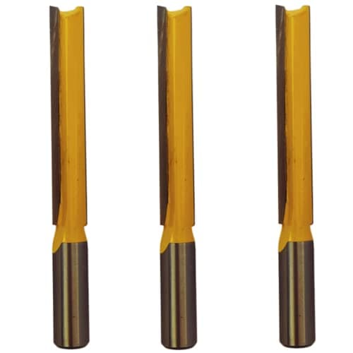 Image of Rennie Tools - 3pcs 1/2" Cutting Diameter x 1/2" Shank x 76mm Flute Extra Long TCT Tipped 2 Flute Straight Router Kitchen Worktop Cutter Bit. Compatible With Makita Bosch Trend Katsu Dewalt Router Etc