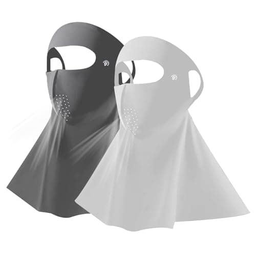 Image of KASESSS 2 Pcs Full Face Shield Sunscreen Face Mask, Full Face Mask Breathable, Face Cover For Sun Protection, UPF 50+ Ice Silk Face Covering Mask, Neck Gaiter for Summer Beach Travel Outdoor Sports