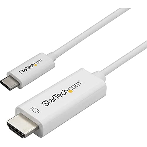 Image of StarTech.com 3ft (1m) USB C to HDMI Cable - 4K 60Hz USB Type C to HDMI 2.0 Video Adapter Cable - Thunderbolt 3 Compatible - Laptop to HDMI Monitor/Display - DP 1.2 Alt Mode HBR2 - White (CDP2HD1MWNL)