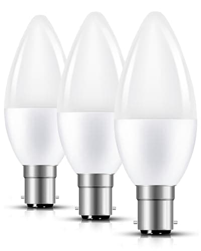 Image of EvaStary B15 Bayonet Candle Light Bulbs, Small Bayonet Cap LED Bulb 40w Equivalent, 3000K Warm White, Energy Saving B15 Candle Chandelier Lightbulbs, Non-Dimmable, Pack of 3