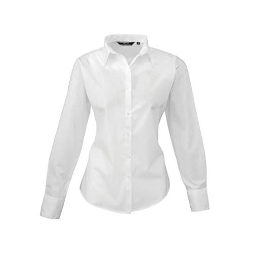 Image of Premier Womens/Ladies Poplin Long-Sleeved Button-Down Collared Blouse White Size 12